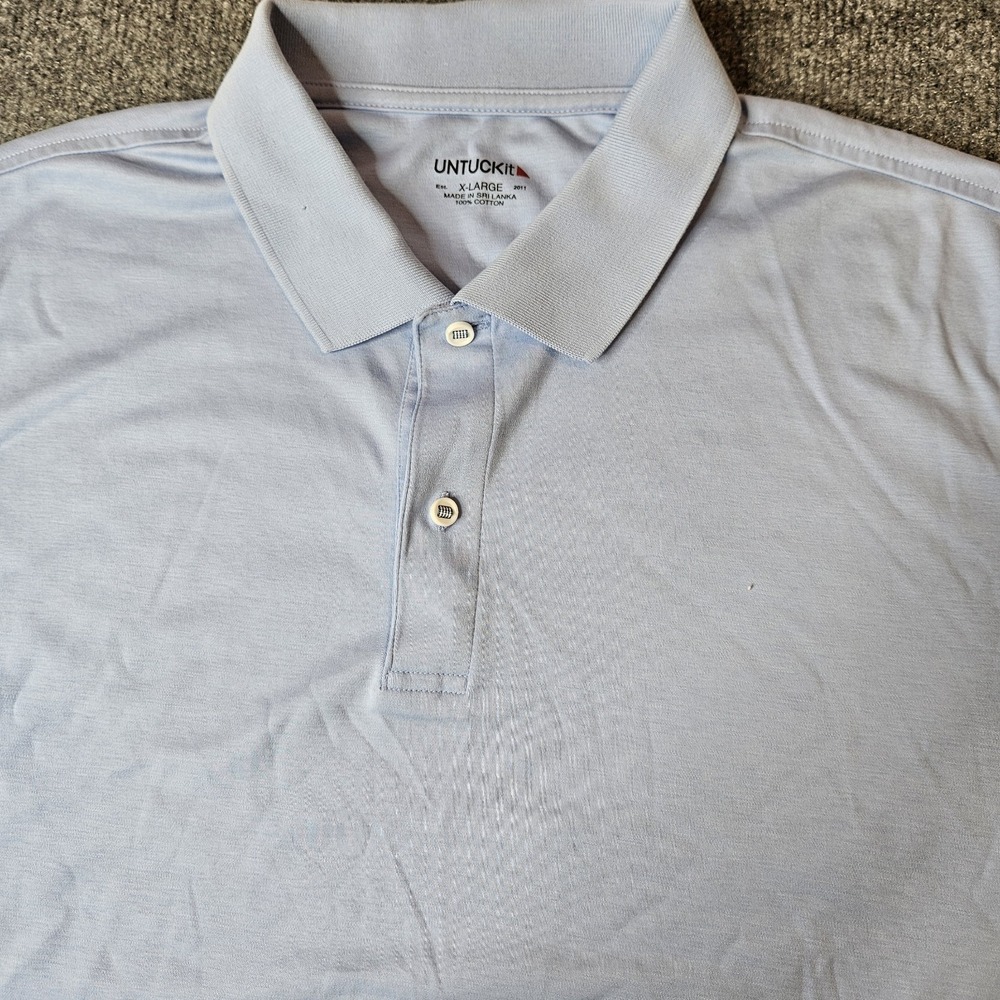 Untuckit Mens Damaschino Polo Shirt Size XL Light Blue Soft Cotton Athleisure